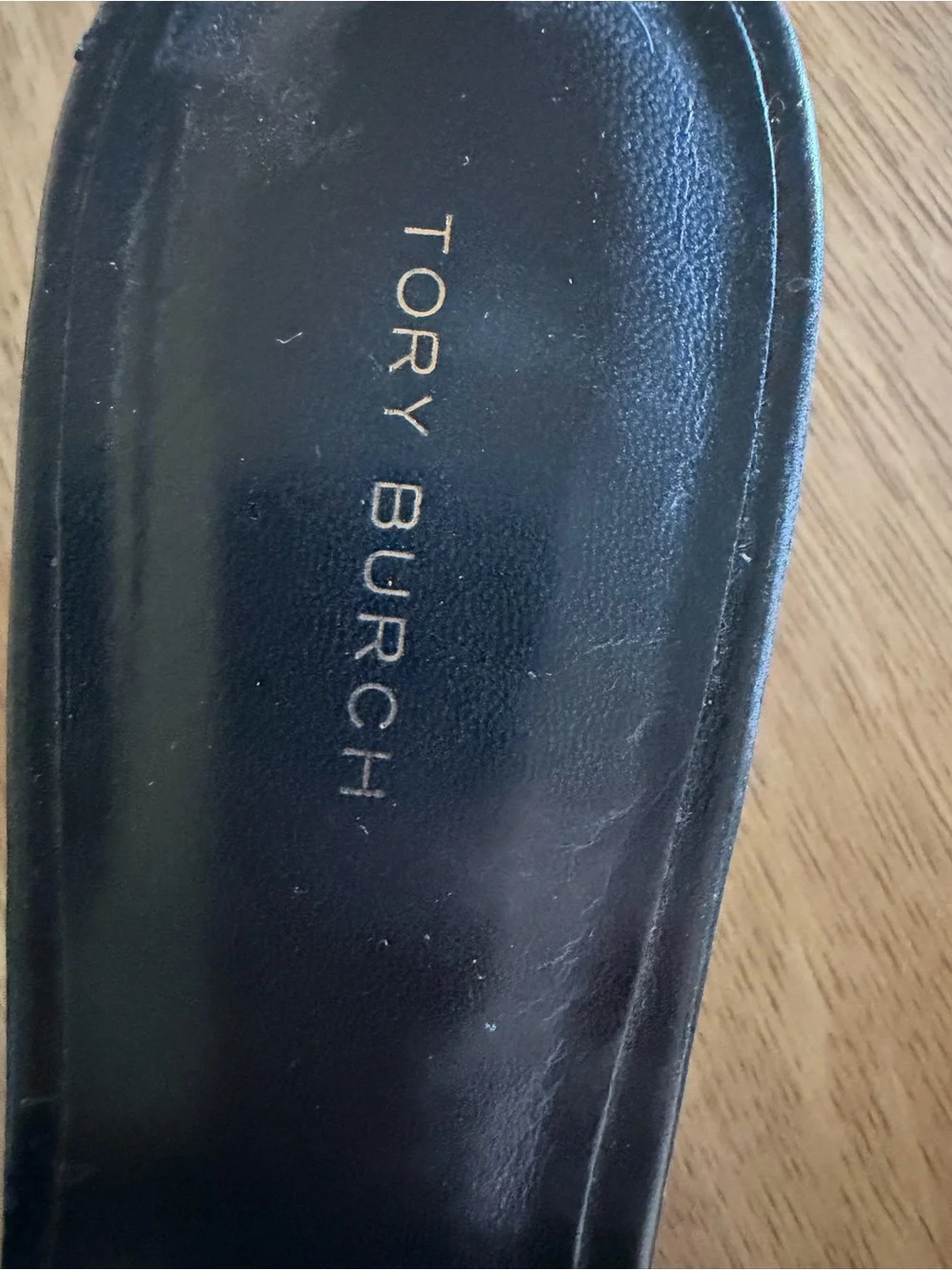 Tory Burch Black Leather Logo Slide Heels Size 8M